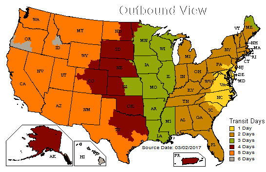 Outbound View Shipping Map